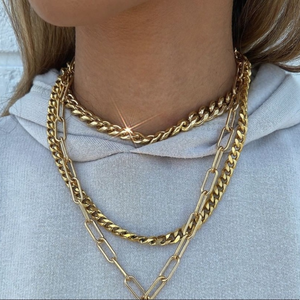 Gold chain link necklace
